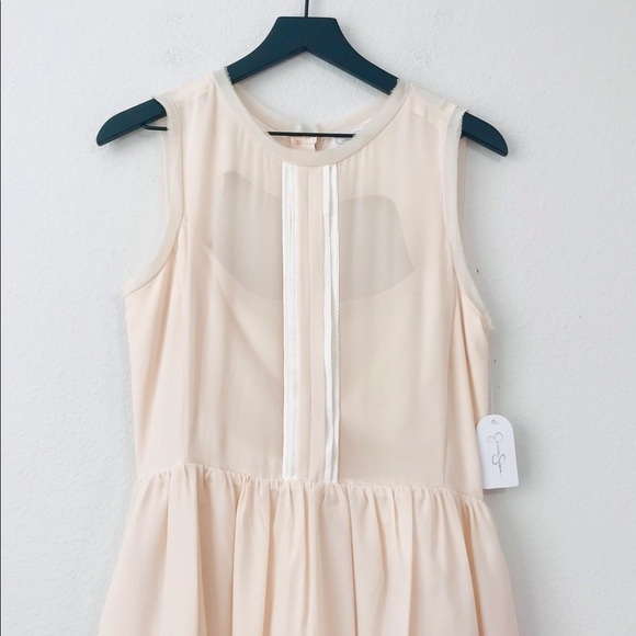 New! Jessica Simpson Fit & Flare Chiffon Tulle Blush Pink Party Cocktail Dress - Picture 4 of 12